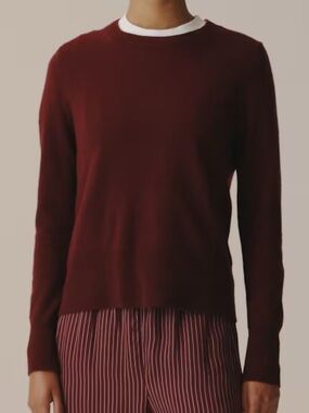 NWT! J. CREW Cashmere classic-fit crewneck sweater inky burgundy size small